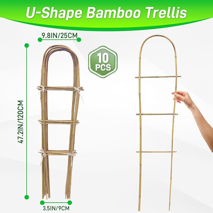 10 Pack 4ft U-Shape Bamboo Trellis
