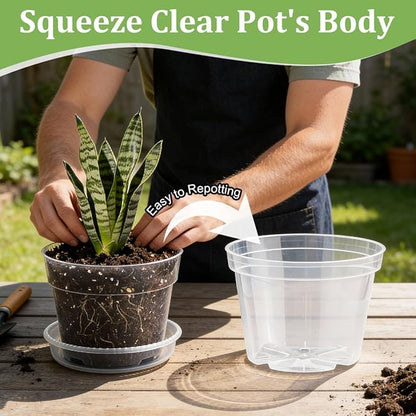15 Pack 8/7/6 Inch Clear Nursery Pots