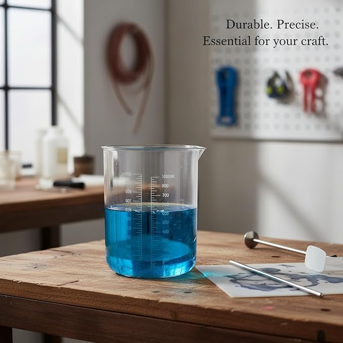 1000 mL Plastic Beaker, Shatter-Resistant Polypropylene Measuring Cup