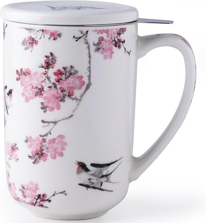 AmorArc Tea Cup With Infuser and Lid, 18oz Loose Leaf Tea Mug With Steeper |