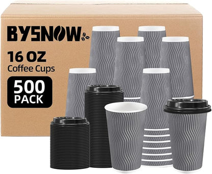 BYSNOW 500 Pack 16 oz Paper Coffee Cups