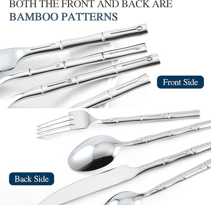 Silverware Set 60-Piece Bamboo Pattern Service