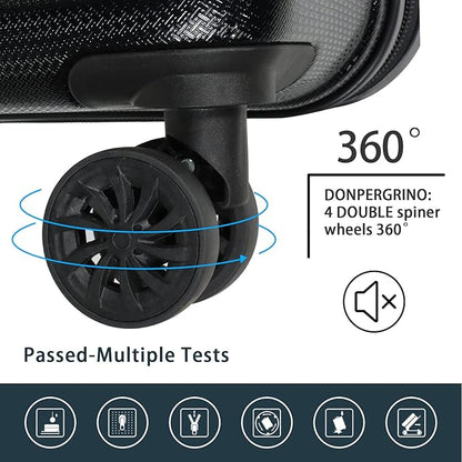 Luggage Sets 3 Piece(20/24/28)-Suitcase Set- Luggage with Wheels-PC + ABS Durable Lightweight Rotating hardshell suitcase 5PCS (Black)…
