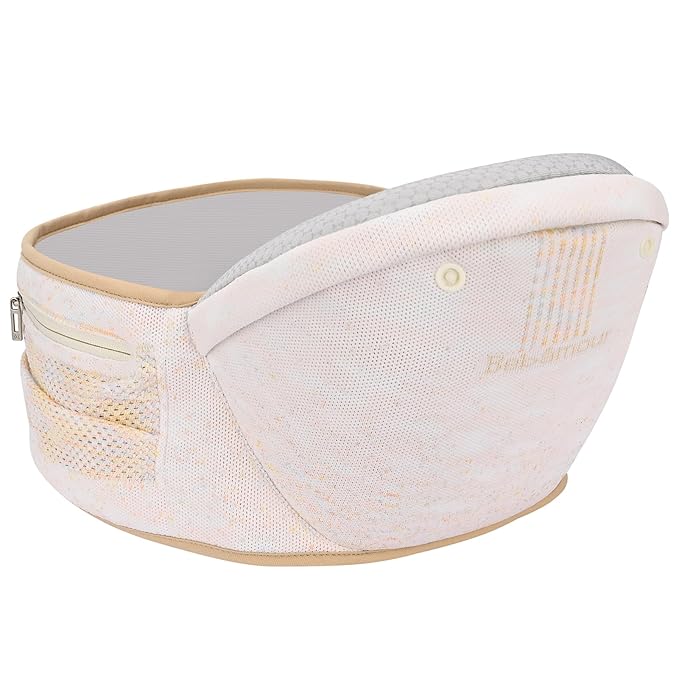 Bebamour Baby Carrier Newborn to Toddler with Hip Seat Baby Carrier Front and Back Carry Carrier with Head Hood, 3 PCS Teething Pads,Storage Bag (White-Knit)