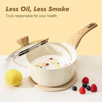 SENSARTE Ceramic Cookware Set, Pots and Pans Set Non stick, 14-Piece Induction Cookware, Non toxic Healthy Non Stick Kitchen Cooking Set, with Frying Pans Set, PFAS PTFE PFOA PFOS Free