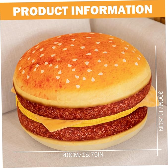 Round Chair Cushions 16x16x12 Inch Cute 3D Simulation Cheeseburger Comfortable Fluffy Soft Floor Cushions for Bedroom School Classroom Couch Sofa Decor Floor Pillows for Sitting