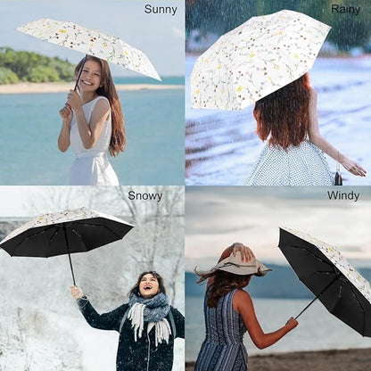 Cuby UV Sun Umbrella Compact Folding Travel Umbrella Auto Open and Close for Windproof, Rainproof & 99.9% UV Protection Parasol with Black Anti-UV Coating