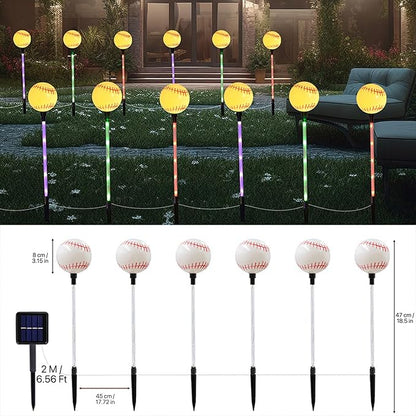 Solar Lights Outdoor, Baseball Theme LED Stake Light