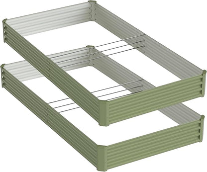 2PCS 8x4x1FT Galvanized Raised Garden Bed, Galvanized Planter Raised Garden