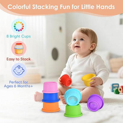 ZYFLSQ Stacking Cups Baby Toy 8 Pcs, Nesting Cups