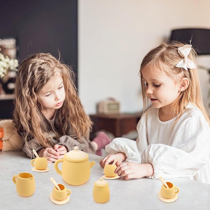 MCGMITT Toy Tea Set, Silicone Tea Party Set