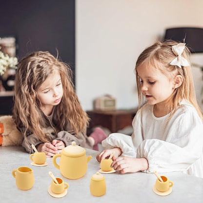 MCGMITT Toy Tea Set, Silicone Tea Party Set
