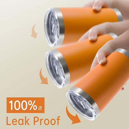 20 oz Tumblers Bulk Stainless Steel Tumbler with Lid Double Wall Vacuum Insulated Coffee Mug 20oz Powder Coated Cup for Hot and Cold Drinks, Orange, 12 pack