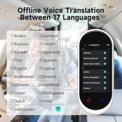 Language Translator Device, Portable Translator No WiFi Needed, Offline Voice Photo Translation, 137 Languages Supported, High Accuracy Translator Device for Travel Business Learning (White)