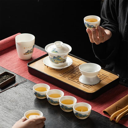 LURRIER Gongfu tea sets, Portable Ceramic TeaSet, Asian Tea sets