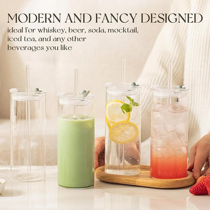 KEMORELA 6-Pack 18oz Large Round Glass Cups