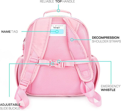 mibasies Girls Backpack 5-8: Glitter Kids Backpacks for Girls - Girl Bookbag for Elementary School - Twill Rainbow Pink