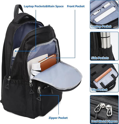 FOXLOVER Travel Laptop Backpack, Anti-Theft Slim Business Backpack, School College Bag for Men & Women, Fits 15.6 Inch Laptop