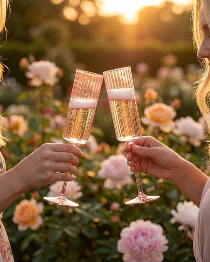 Ciaell 24 Pack Pink Plastic Champagne Flutes