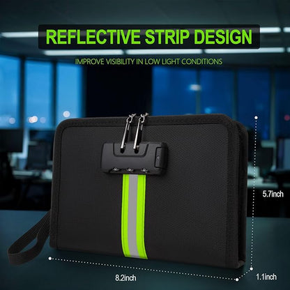 Fire Proof Money Bag for Cash,Money Bag with Lock and Zipper,Safe Fireproof Waterproof,Suitable for Cash, Mobile Phones, Keys, Credit Cards