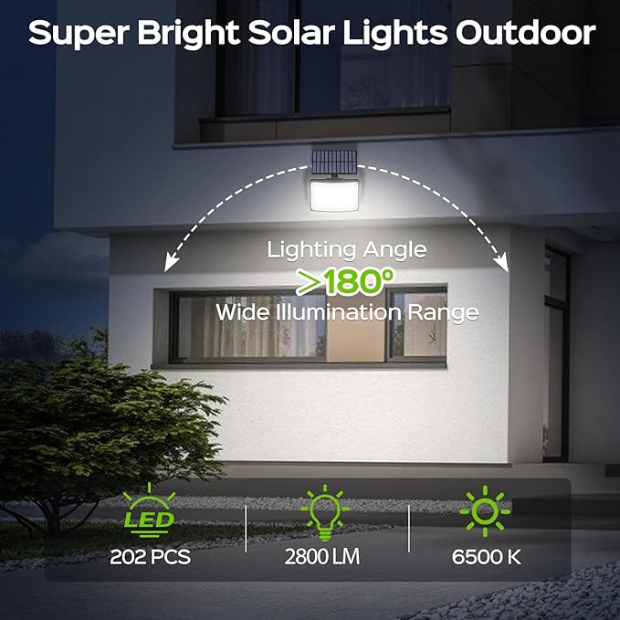 Adiding Solar Outdoor Lights, 2800LM LED Flood Lights