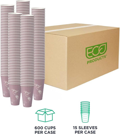 ECO PRODUCTS Compostable Disposable Insulated World Art 16oz Large Coffee Cups