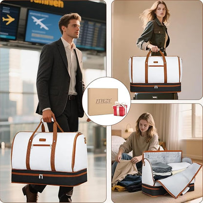 Garment Duffle Bag for Travel - Convertible Carry on Garments Duffel Bags Travel Bag for Women Men Large Weekender Bag with Shoes Compartment 3 in 1 Hanging Clothes Suit Dress Bag 3pcs Set