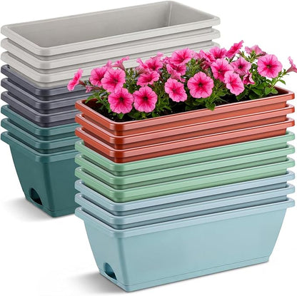 18 Pack Window Box Planter 17 Inches Rectangular Vegetable Flower Planters