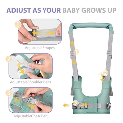 Baby Walking Harness-Handheld Assistant Belt- Toddler Infant Walking Aid for Trainer & Support 7-24 Month Old (summer-Green-1817)