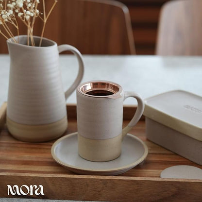 MORA Ceramics Tea Cup with Loose Leaf Infuser, Spoon and Lid, 12 oz, Microwave
