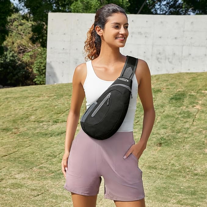 G4Free Sling Bag for Men Women, Small Crossbody Backpack Lightweight Chest Shoulder Bags for Travel, Outdoor and Sports (Dark Grey)