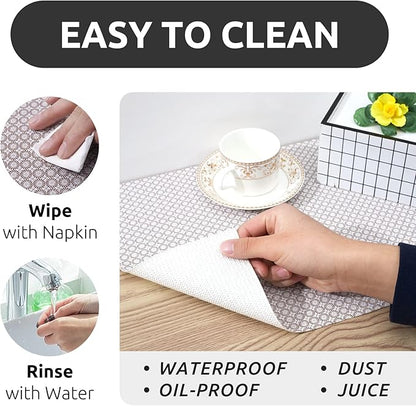 RAY STAR 12X120 Inch Shelf Liner for Kitchen Cabinets, Non-Adhesive Cabinet Liner Washable, PVC Drawer Liner for Dresser Non-Slip Bathroom (Circle)(6 Roll)