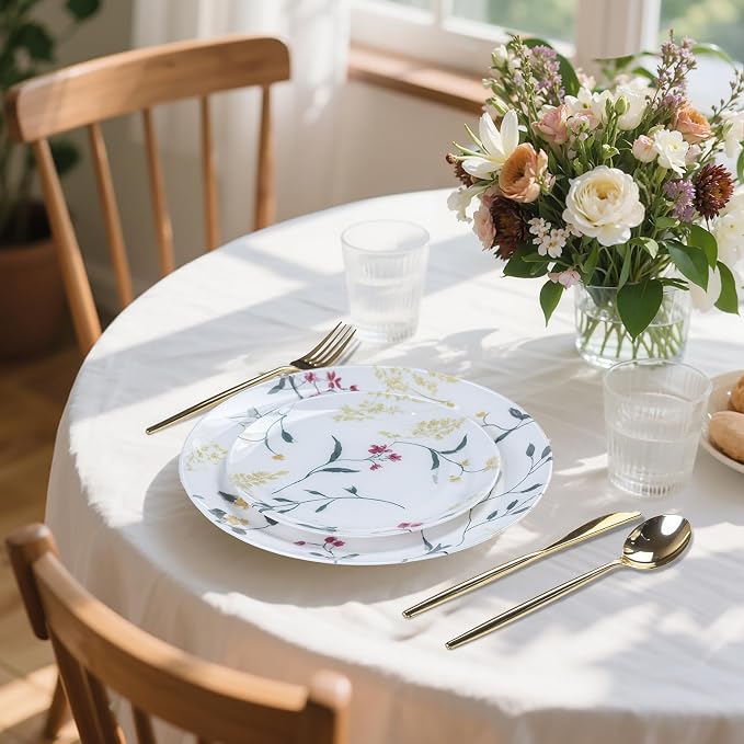 U-QE 20Pcs Wildflower Plastic Plates