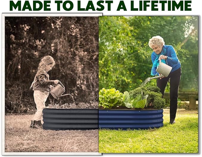 Plant & Plot Galvanized Raised Garden Beds Outdoor // 4×2×1 ft Planter Raised
