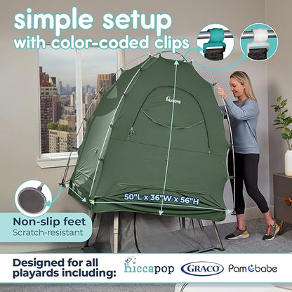 Hiccapop Daydreamer Blackout Tent for Pack and Play, Patented Portable Crib Tent, Blackout Canopy Crib Cover, Sleep Pod for Kids