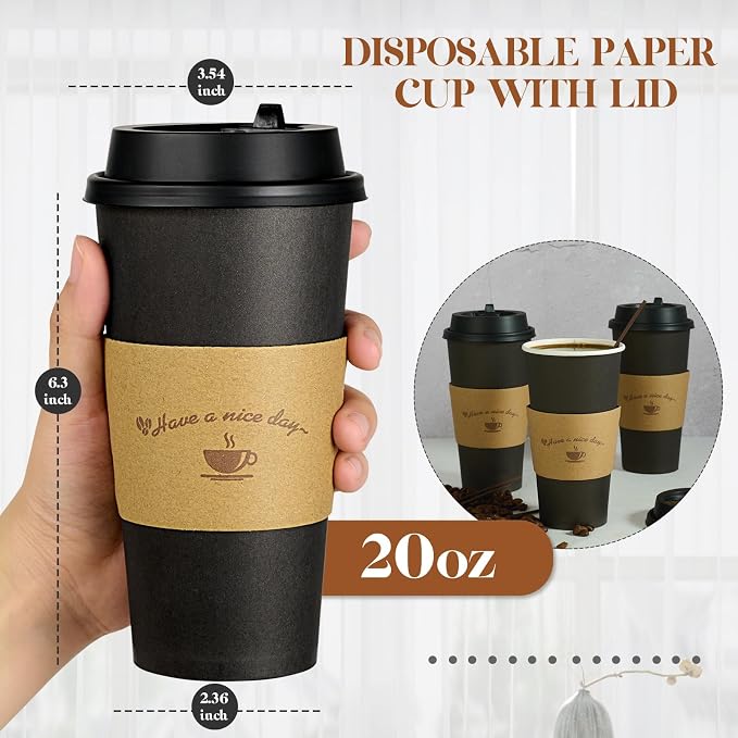 LITOPAK 50 Pack 20 oz Paper Coffee Cups