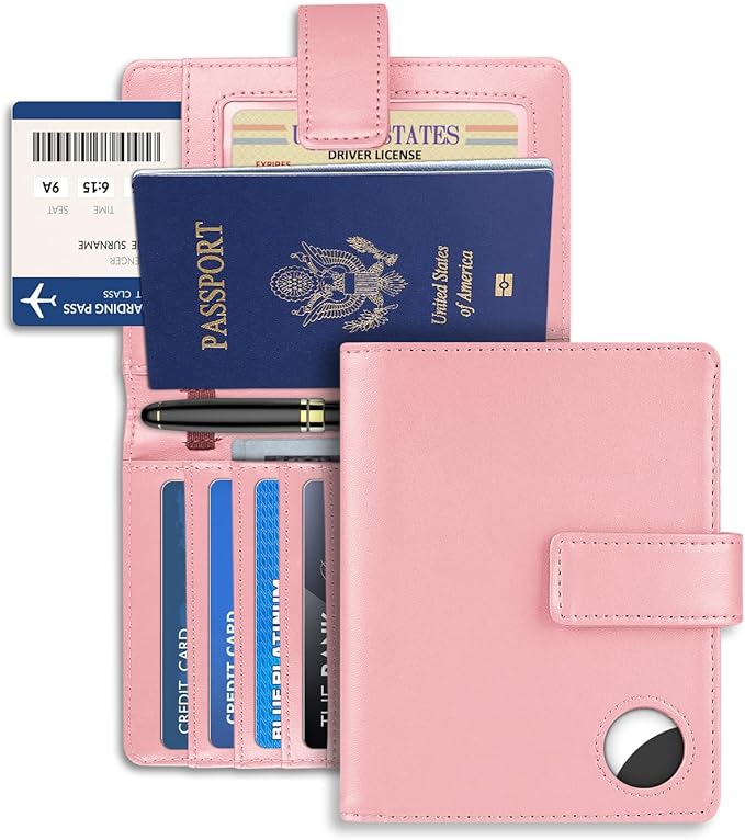 Passport Holder Wallet Cover Case for Women and Men,RFID Blocking,Passport Case,Travel Accessories (Light Pink)