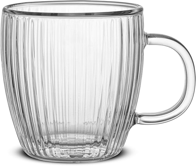 JoyJolt Fluted Glass Espresso Cups, 5.4oz Espresso Cup