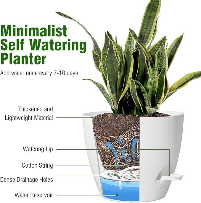 8 inch Self Watering Pots, Plant Pots