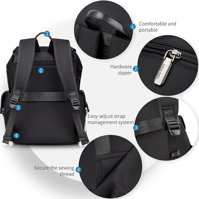 Black backpack for men, 16 inch laptop backpack with computer compartment, Drawstring slim waterproof tech backpack for travel, work, college or daily use, Large 30 L