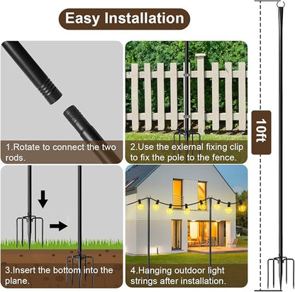 2 Pack 10FT Lighting Hanging Pole