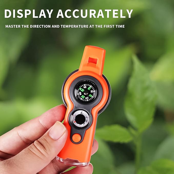 Emergency Survival Function Whistle, Outdoor Multifunctional Tool Safety Whistle with Lanyard, Ideal for Kayaking, Boating, Hiking, Camping, Climbing, Hunting, Fishing, Rescue Signaling
