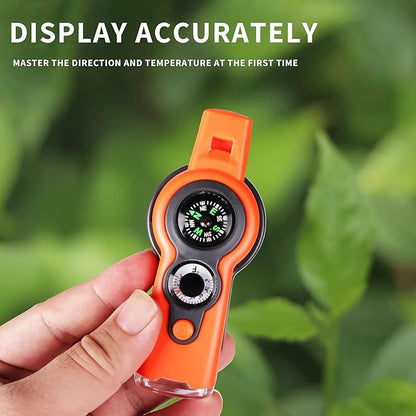 Emergency Survival Function Whistle, Outdoor Multifunctional Tool Safety Whistle with Lanyard, Ideal for Kayaking, Boating, Hiking, Camping, Climbing, Hunting, Fishing, Rescue Signaling