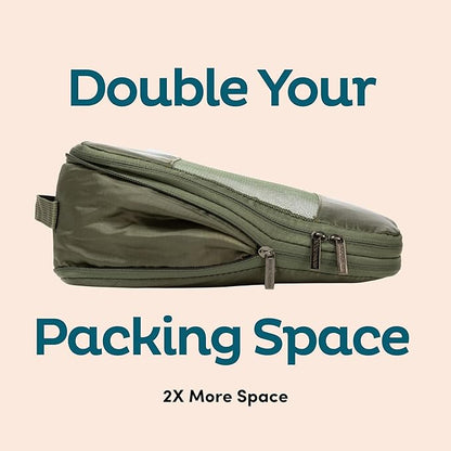 6-Pack Compression Packing Cubes Travel Essentials - Lightweight, Water-Resistant Luggage Organizer Bags with Handles, Durable Travel Accessories Suitcase Organizer (Olive)