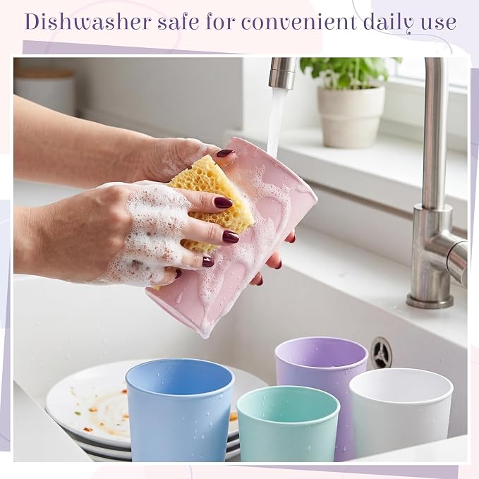 Yungyan 50 Pcs Unbreakable Plastic Cups 16oz Thickened Reusable Plastic Cup