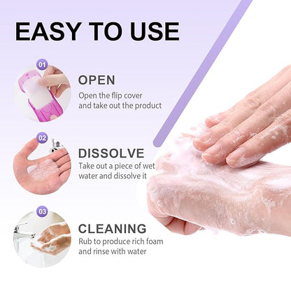 500PCS Eco Travel Soap Leaves, Portable Cleanser with 5 Scents, Paper Hand Cleaner Fragrance Color Soap Paper, Biodegradable Hand Washing Sheets for Camping/Hiking (6.5x4cm)