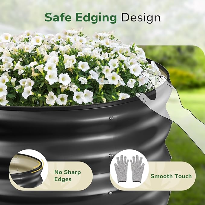GreatBuddy 2x2x1 ft Round Galvanized Raised Bed, Easy-Assembly Raised Garden Bed