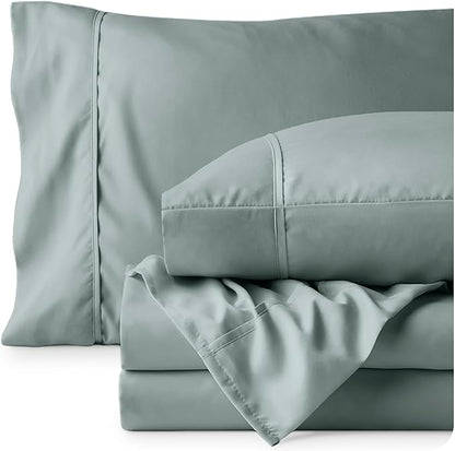 Bare Home Full XL Sheet Set - Luxury 1800 Ultra-Soft Microfiber Full Extra Long Bed Sheets - Double Brushed - Deep Pockets - Easy Fit - 4 Piece Set - Bedding Sheets & Pillowcases (Full XL, Sea Spray)
