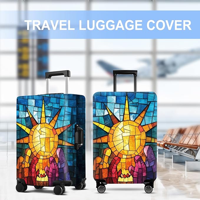 Luggage Cover Washable Suitcase Protector Anti-scratch Suitcase cover Fits 20-34 Inch Luggage (Sun, L(28-30inch suitcase))