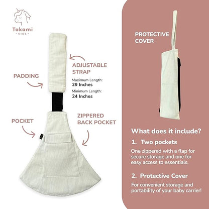 Ergonomic Lightweight Adjustable Toddler Sling Baby Carrier with Zipper Pockets Shoulder Padding Anti Slip Support for Travel Loving Dads and First Time Moms from 9 Months to 4 Years
